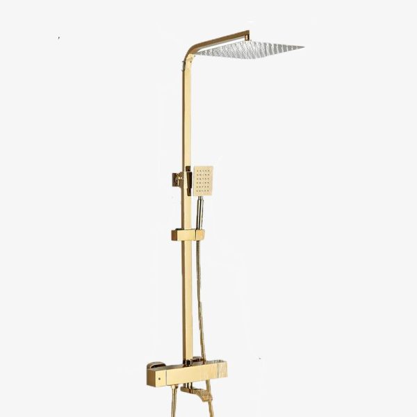 colonne de douche thermostatique dorée