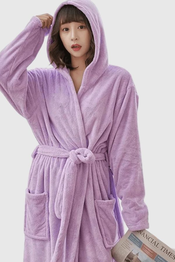 peignoir de bain femme moelleux avec capuche