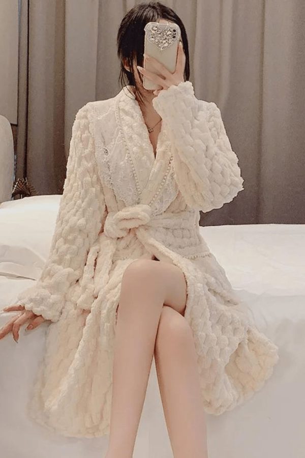 peignoir femme court polaire