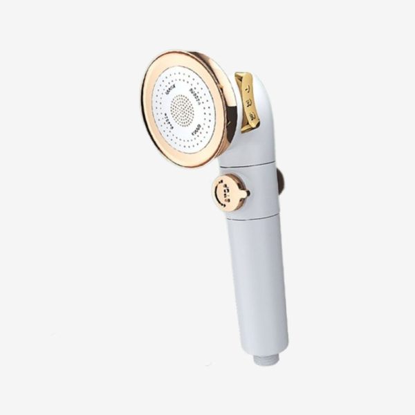 pommeau de douche blanc et doré