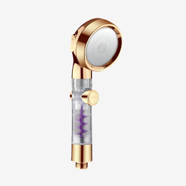 pommeau de douche filtrant doré