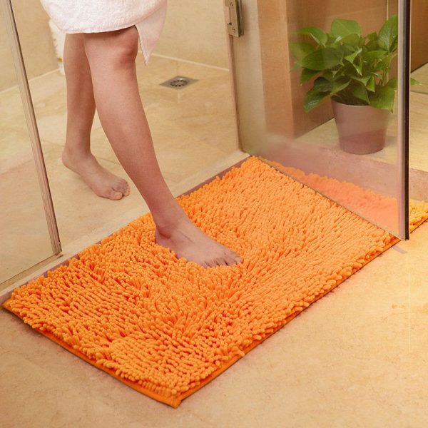 tapis de bain orange en chenille