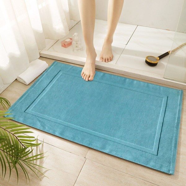 tapis salle de bain bleu turquoise