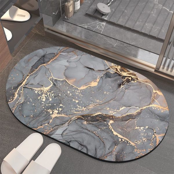 tapis salle de bain effet marbre